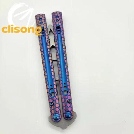 Python Balisong by TheOne - Titanium Handle & Damascus Blade - Image 2