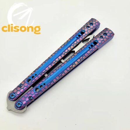 Python Balisong by TheOne - Titanium Handle & Damascus Blade - Image 3
