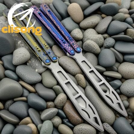 Python Balisong by TheOne - Titanium Handle & Damascus Blade - Image 4