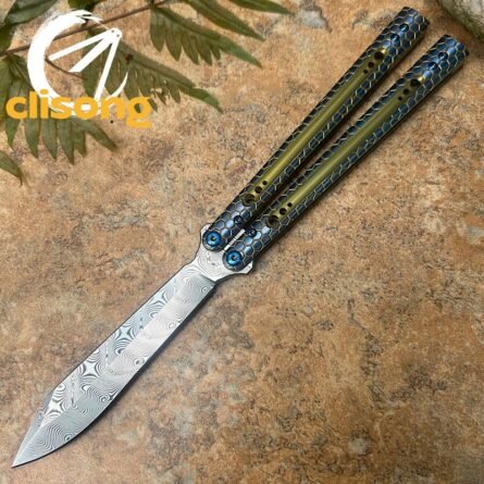 Python Balisong by TheOne - Titanium Handle & Damascus Blade - Image 8