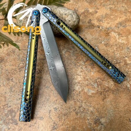 Python Balisong by TheOne - Titanium Handle & Damascus Blade