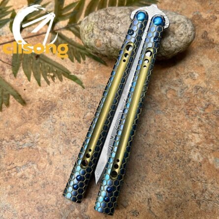 Python Balisong by TheOne - Titanium Handle & Damascus Blade - Image 12