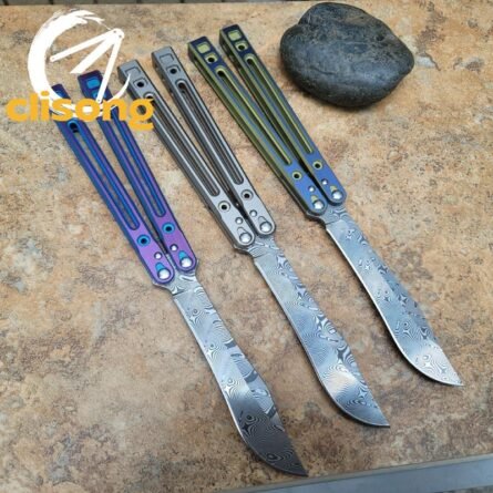 Theone Arctic Fox Balisong – Titanium Handle with Original Design and Damascus Blade Options